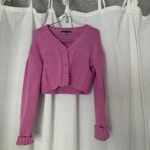 MAGENTA CROPPED CABLE SWEATER WITH MATCHING TUBE TOP